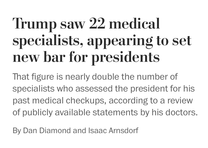 scarylawyerguy's tweet photo. No need for any followup reporting. It is totally normal for a soon-to-be 80-year-old President who is overweight, has unexplained bruising on his hands, falls asleep constantly in public, and has trouble walking straight getting checked out by *22* doctors. MOVE ON FOLKS 🙄 https://t.co/BX8tJevX6M