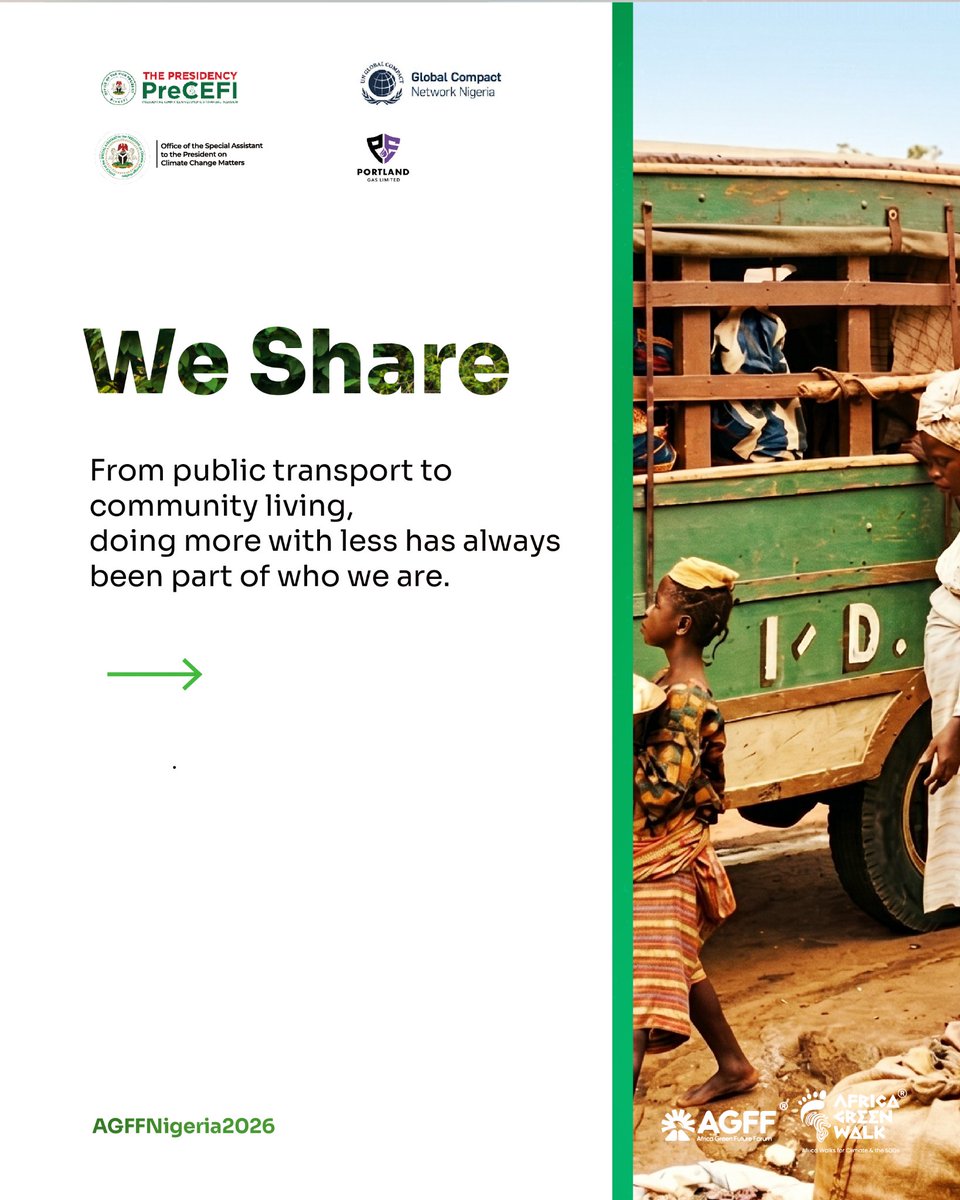 agfforum's tweet photo. Before it was called sustainability, Africa was already living it.

We reused. We repaired. We shared.

Now it’s time to scale it.

Africa Green Walk + AGFF 2026

Building Africa’s Green Future. https://t.co/u5EySbIMhB