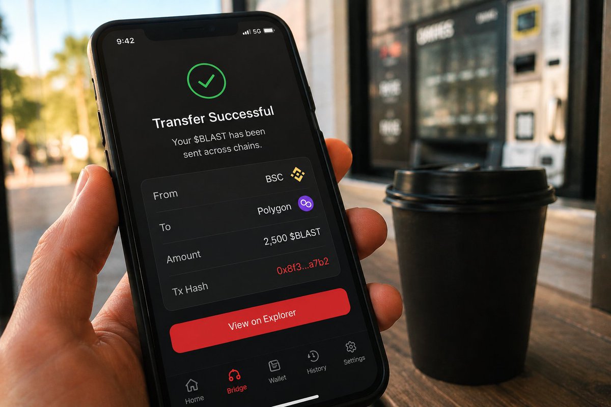 SafeBLASTarmy's tweet photo. Woke up, sent some $BLAST across chains for a buddy, grabbed coffee with it at the vending spot.

Nothing crazy. Just normal sh*t you can actually do with this token.

Feels like what crypto was always supposed to be 😎 https://t.co/8Sz1H35svH