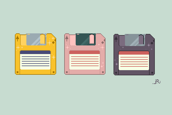 DangerSlowCat's tweet photo. Here are some sparkly floppy disks #pixelart https://t.co/ivhfouU4KI