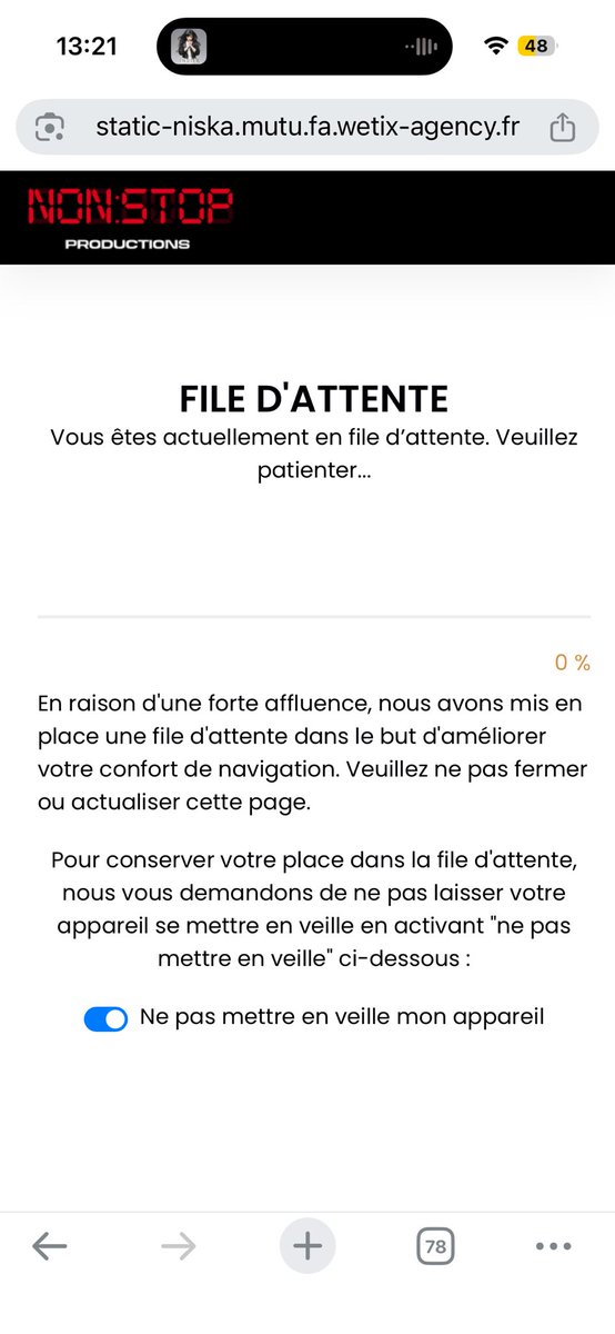 MaximeBoris1's tweet photo. @Niska_Officiel J’espère que je ne suis pas le seul qui n’arrive pas à avoir de billet. 
C’est la 3e fois que je recommence la file d’attente. https://t.co/uY9Cz3wWcb