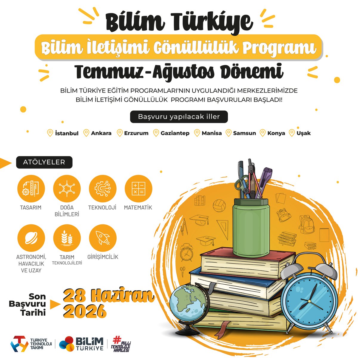 t3bilimtr's tweet photo. Bilim İletişimi Gönüllülük Programı Başvuruları Başladı! 
Bilim Türkiye ailesinin bir parçası olmak için başvurunu tamamlamayı unutma. 

 Başvuru Linki: https://t.co/5IiPNJsK8A 

#BilimTürkiye #Bilimİletişimi #Gönüllülük #T3Vakfı #MilliTeknolojiHamlesi https://t.co/myWFAXf9pZ