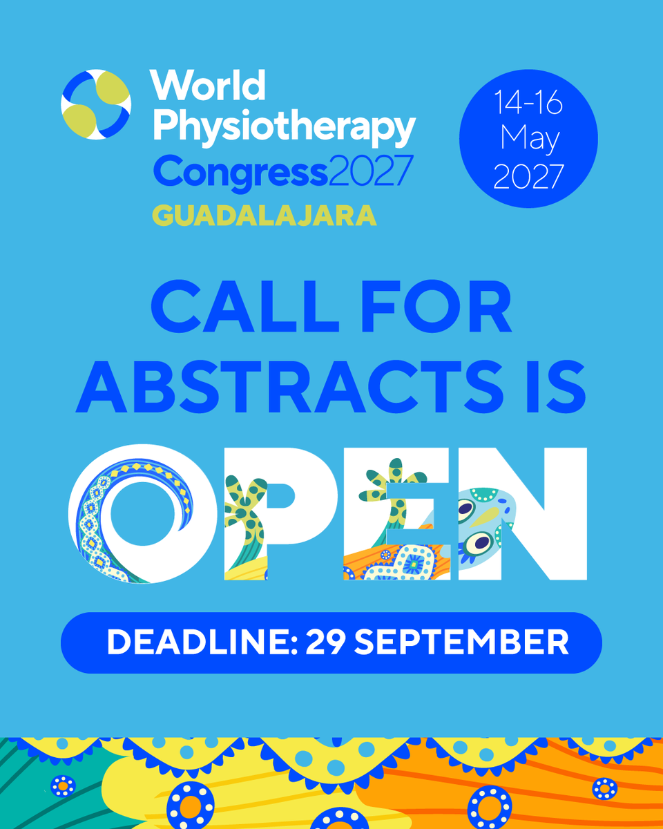 WorldPhysio1951's tweet photo. 📣 The call for abstracts for #WorldPhysio2027 is open!
Share your research and innovation with the global physiotherapy community as we come together to shape the future of the profession worldwide https://t.co/EfNNGJdCcY https://t.co/vTcMiZuTc8