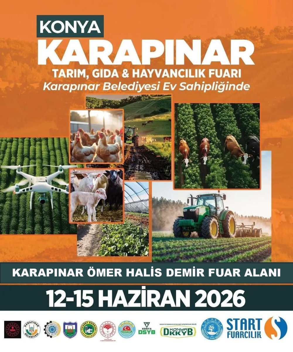 KrpnrKymkmlg's tweet photo. 📍 Karapınar Ömer Halis Demir Fuar Alanı

Tüm Hemşehrilerimiz Davetlidir! 🌾🚜

Konya Karapınar Tarım, Gıda ve Hayvancılık Fuarı kapılarını açıyor. 

Sektörün kalbinin atacağı bu büyük buluşmaya tüm halkımızı bekliyoruz.🤝✨

🗓️ 12-15 Haziran 2026
⏰ Açılış: 12 Haziran 14:30 https://t.co/7yJED7AXrD