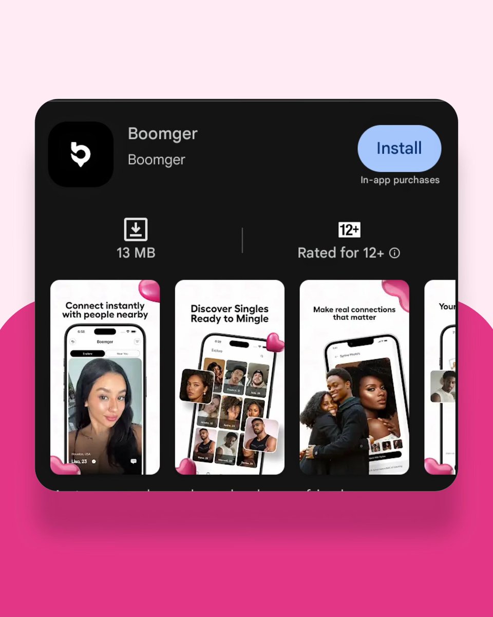 brightconceptgd's tweet photo. Designed this social media campaign for Boomger

The goal was to create a clean, engaging visual identity that highlights connection, dating, and meaningful relationships. 

I crafted designs that communicate the brand's message at a glance.

Your brand deserves premium look, DM https://t.co/6cpCuMx8o0