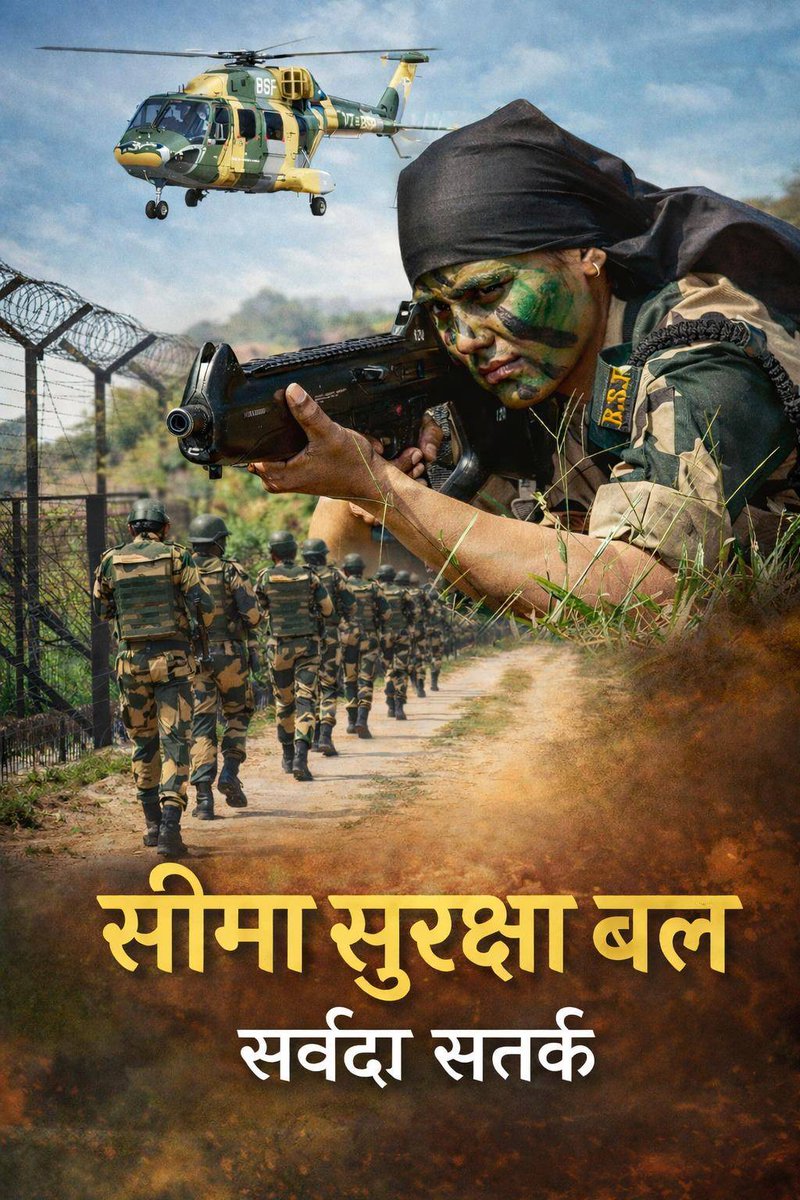 LakhpatiDutta's tweet photo. सीमा सुरक्षा बल – सर्वदा सतर्क! 🇮🇳
दुर्गम पर्वतीय मार्गों से लेकर बर्फीली चोटियों तक, राष्ट्र की सीमाओं की सुरक्षा में दिन-रात अडिग खड़े हमारे वीर प्रहरियों का साहस, समर्पण और कर्तव्यनिष्ठा अद्वि��ीय है।
#FirstLineOfDefence #JaiHind #BSF #52WeekStorm https://t.co/ZU89MN3zLB