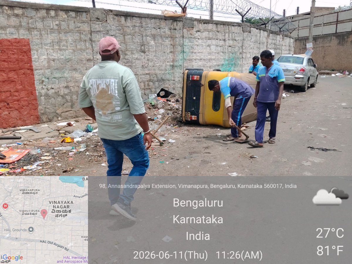 sai1951's tweet photo. @TulasiramKV1 @bbmpcommission1 @BbmpEast @blrcitytraffic @halairporttrfps Thanks @GBAChiefComm @GbaEastCity7056 
Cleanup is happening. We were praying for this to happen. https://t.co/7BHNAzGx7n