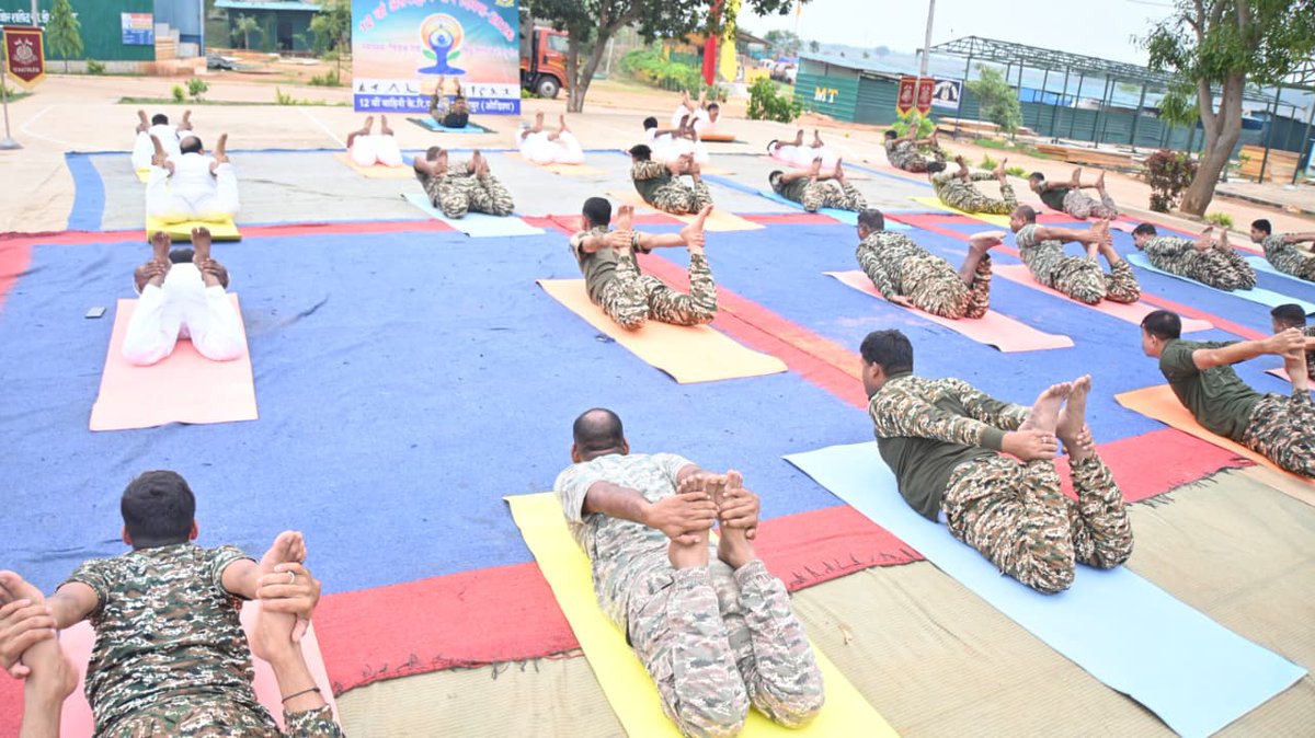 12Crpf's tweet photo. #IDY2026 Mind, body and unity! 🧘‍♂️📷A special Yoga Programme was organized  at HQ 12 Bn CRPF Nabarangpur to boost the health and mindfulness of our personnel.
@crpfindia
@OdishaSector
@gccrpfsbp https://t.co/l23GFOSYFn