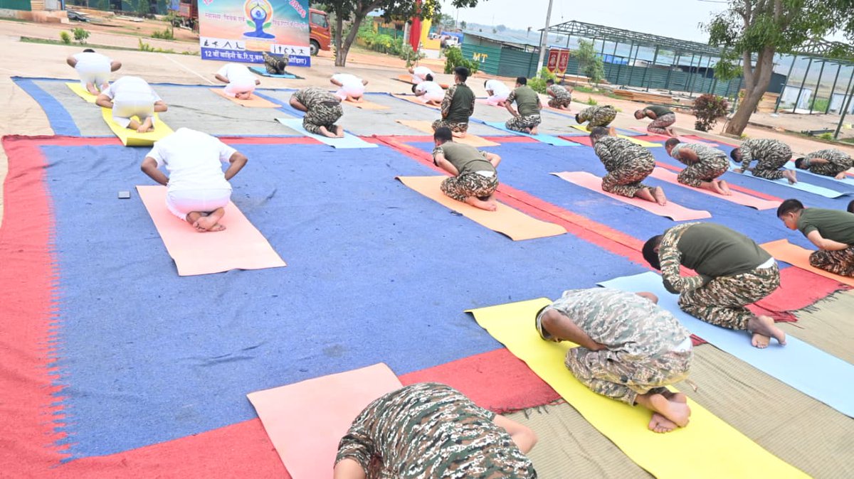 12Crpf's tweet photo. #IDY2026 Mind, body and unity! 🧘‍♂️📷A special Yoga Programme was organized  at HQ 12 Bn CRPF Nabarangpur to boost the health and mindfulness of our personnel.
@crpfindia
@OdishaSector
@gccrpfsbp https://t.co/l23GFOSYFn