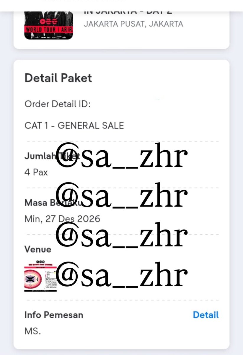 sa__zhr's tweet photo. 12 tix bts in jakarta secured✅
gak sempet ss yg udah ke bayar :( https://t.co/txFd2eqgon