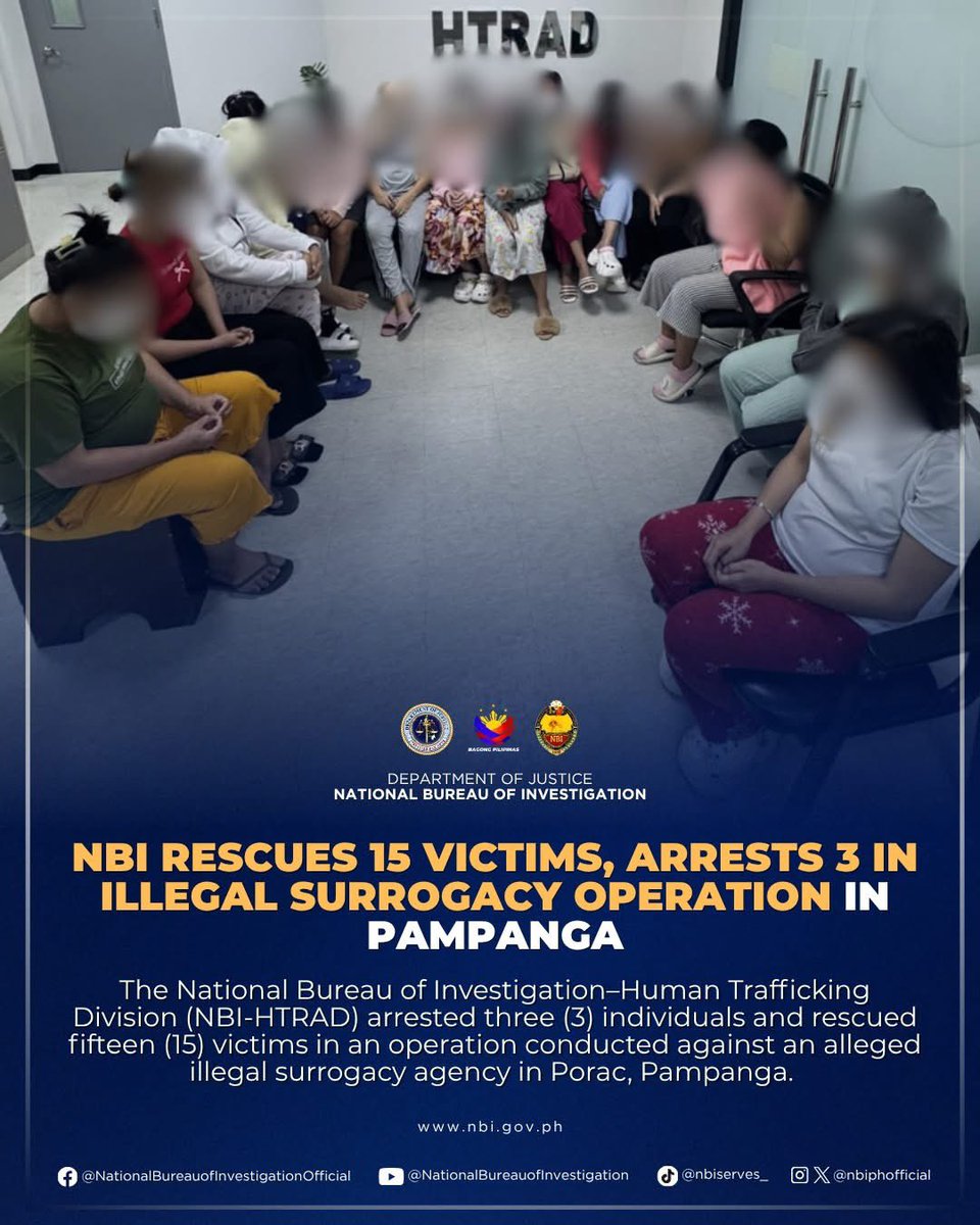 adamwhitto's tweet photo. The Philippine 🇵🇭 National Bureau of Investigation - Human Trafficking Division (HTRAD) &amp; @ProjectRescueC have just rescued 15 young women from absolute hell. 12 are pregnant. 3 suspects arrested. International criminal organisation shut down. 
https://t.co/wJv0oHJifH https://t.co/6UJjEYpriF