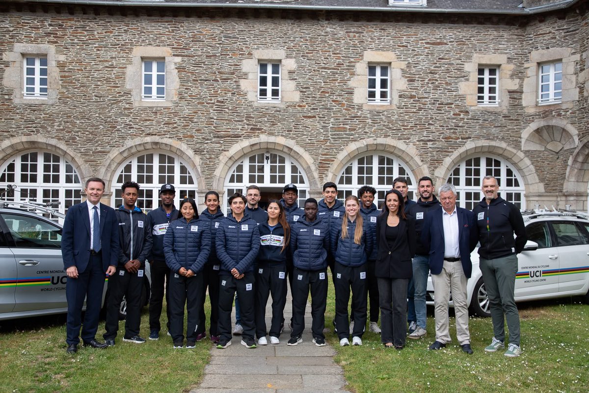DLappartient's tweet photo. This week in Josselin, Brittany, I had the privilege of meeting the athletes of our UCI World Cycling Talent program. 11 riders from 4 continents, united by ambition and supported to reach the highest level of international competition. Talent has no borders. 🌍🚴 https://t.co/XjXGp8ofK5