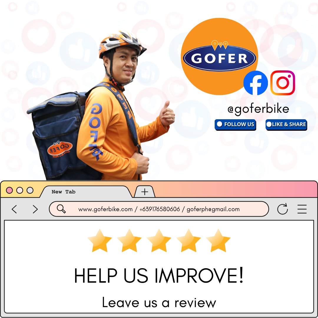 GoferBike's tweet photo. Your feedback matters!

#Goferph #yourtrusteddeliverypartner #followers https://t.co/3nOYvso4QJ