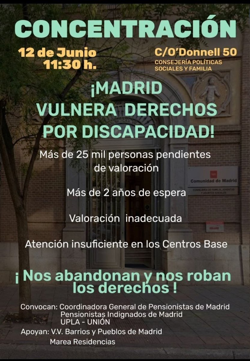 DamiAtm's tweet photo. @PLAFHC @IdiazAyuso La @ComunidadMadrid continua aplicando su política de abandono a las personas en situación de dependencia...  mañana tenemos una #CitaEnMadrid contra la política de vulneración de derechos, abandono y sufrimiento que representa la señora @IdiazAyuso https://t.co/8ux0E8ABuG