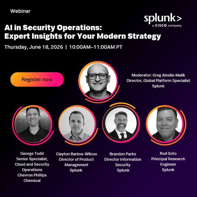 Fikersveen's tweet photo. Join Splunk experts and Chevron Phillips Chemical expert to move beyond the hype. We’ll explore shifting adversary tactics, streamlining SOC workflows, and practical AI frameworks to drive measurable security outcomes. Don’t miss this session on... https://t.co/QTkucUvTqq https://t.co/NCyk3B4toA