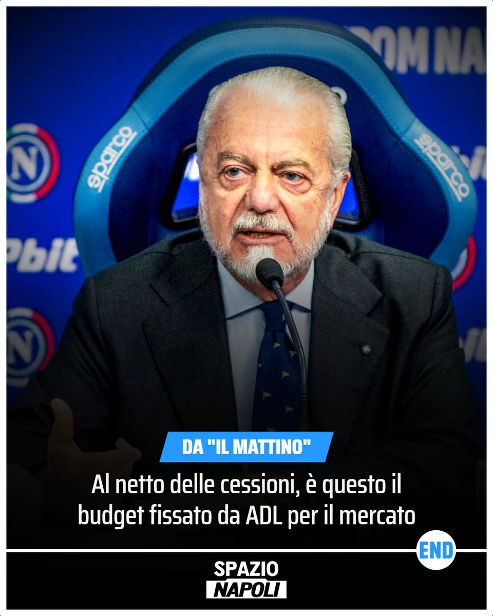 Spazio_Napoli's tweet photo. De Laurentiis fissa il budget per il calciomercato del Napoli 💰

Il DS Manna lavorerà inizialmente con una cifra di 50-80 milioni, in attesa di alcune cessioni che aumenteranno la cifra di partenza ⚪🔵

#SSCNapoli #CalciomercatoNapoli https://t.co/hra6oXQxiu
