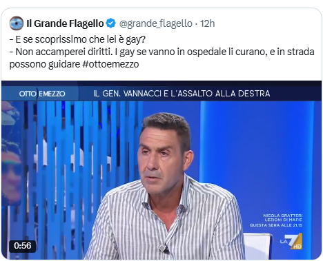 UGirovago77000's tweet photo. Questo è il paese dove un cretino può dire in televisione che i gay non sono normali ma se gridi viva l'Italia antifascista vieni identificato dalla polizia. https://t.co/3ygM45TqNe