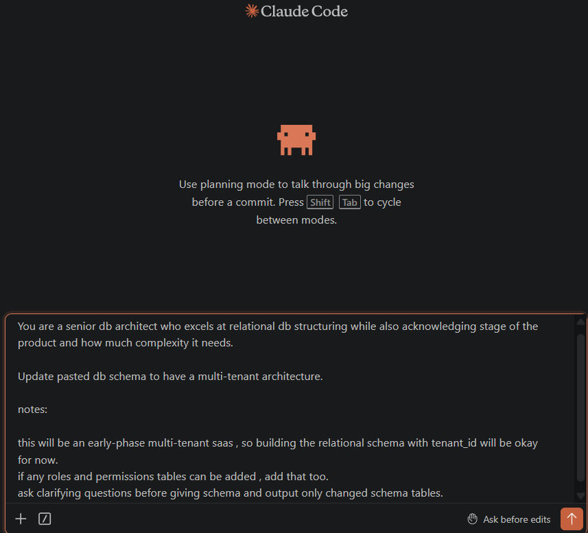 nestoncabral's tweet photo. Recently gave Claude Code a detailed schema prompt.

It asked 3–4 rounds of clarifying questions before rebuilding it.

Perfect schema? No. But upfront research, reviews, and clear AI instructions likely saved time later. 

What would senior devs do differently ?

@claude_code https://t.co/qaMn65HDiV