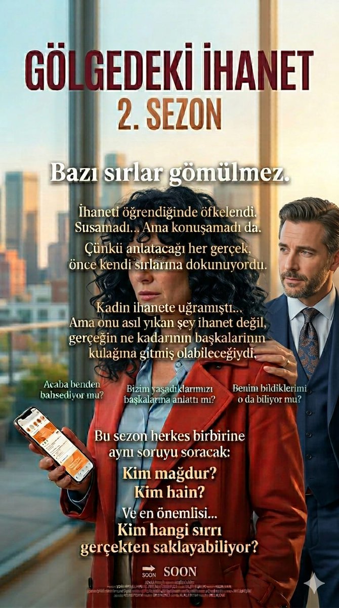 EstSerkan16's tweet photo. GÖLGEDEKİ İHANET – 2. SEZON

İhaneti öğrendiğinde öfkelendi.
Susamadı...
Ama konuşamadı da.
Çünkü anlatacağı her gerçek, önce kendi sırlarına dokunuyordu.
Geceleri telefon ekranına bakıp aynı soruyu soruyordu:
"Acaba benden bahsediyor mu?"
"Bizim yaşadıklarımızı başkalarına anlattı mı?"
"Benim bildiklerimi o da biliyor mu?"
Sosyal medyada gördüğü her imalı söz, her paylaşım, her beğeni zihninde yeni bir savaş başlatıyordu.
Bir zamanlar birlikte sakladıkları sırlar, şimdi ikisinin de korkusuna dönüşmüştü.
Kadın ihanete uğramıştı...
Ama onu asıl yıkan şey ihanet değil, gerçeğin ne kadarının başkalarının kulağına gitmiş olabileceğiydi.
Çünkü bazen insanı en çok yaralayan şey aldatılmak değildir.
Kendi hikâyesinin başkalarının dilinde dolaşmasıdır.
Bu sezon herkes birbirine aynı soruyu soracak:
Kim mağdur?
Kim hain?
Ve en önemlisi...
Kim hangi sırrı gerçekten saklayabiliyor?
"Gölgedeki İhanet"
Bazı sırlar gömülmez.

Tarihi İmzayı Atın 
#StajyerinÇırağınKanunTeklifiniGeçirin