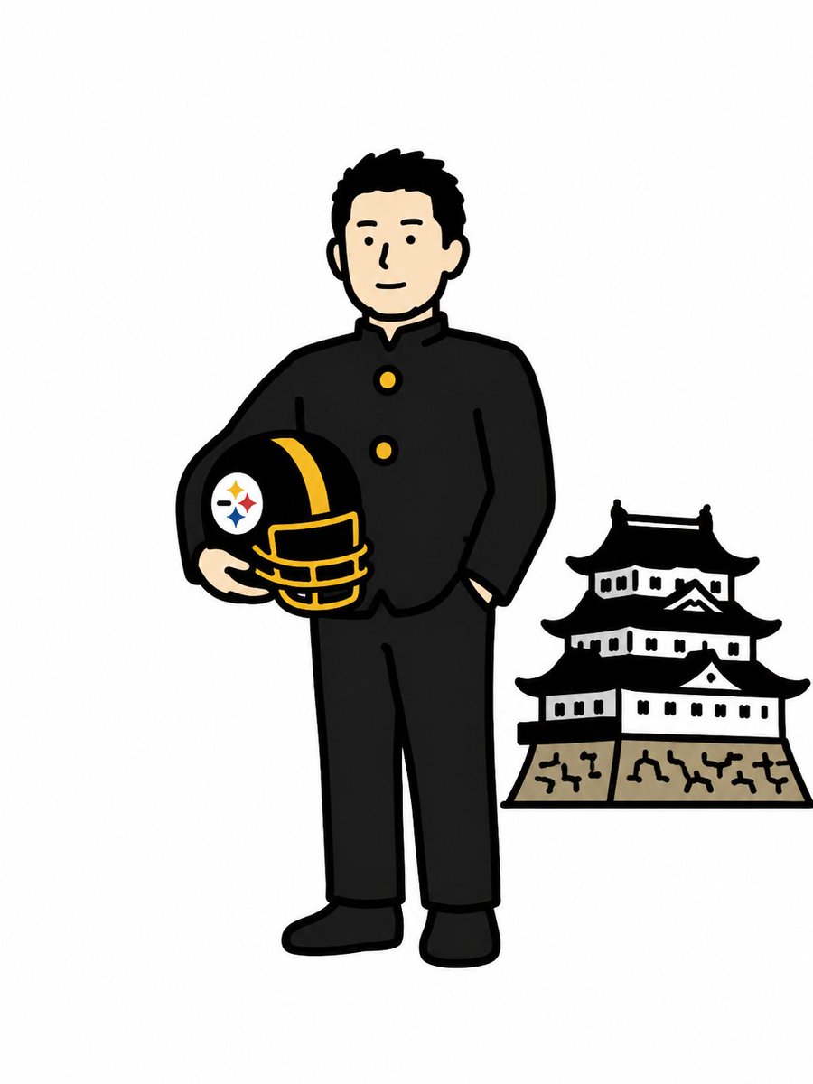 toshiadachi's tweet photo. お城の話なんてしたっけ…？

金ボタンで Black &amp; Gold なのは芸術点高いけど、学ランはまぁ高校倫理の話とかしてたせいだなきっと。 https://t.co/5zwYehZnlh