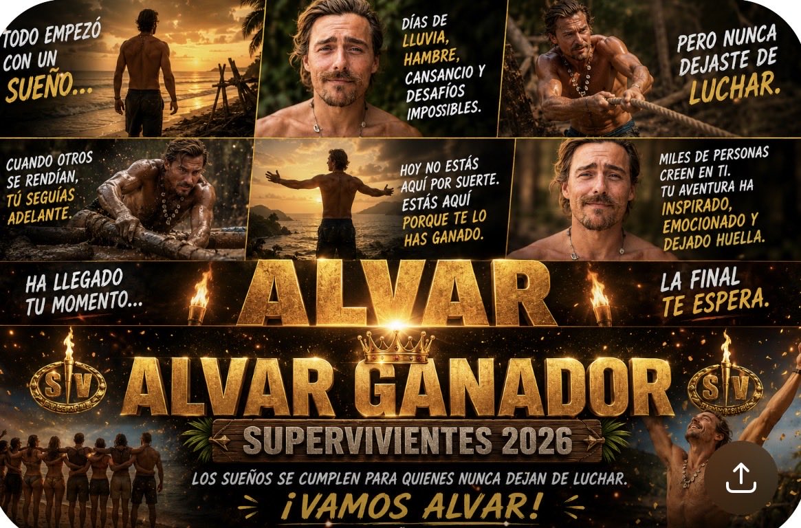 Lupe200607's tweet photo. ALVAR TIENE Q SER EL GANADOR DE SV. Un concursante q lo ha dado todo,es el mejor en pruebas,en la playa no ha parado ni un momento,es super completo,ha vivido la experiencia con muchisima vitalidad y entusiasmo.Super positivo,generoso.ALVAR GANADOR!!!!💪💪👏👏❤️❤️#SVFinal https://t.co/6h62gO5IlF