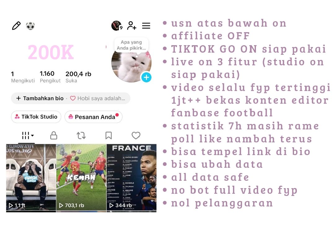 lembrodele's tweet photo. jual akun tiktok acc wts wtb want to sell yang berminat live on 3 fitur bisa ganti all data
#zonauang #bealanja 12 https://t.co/IcNssRhZ4K