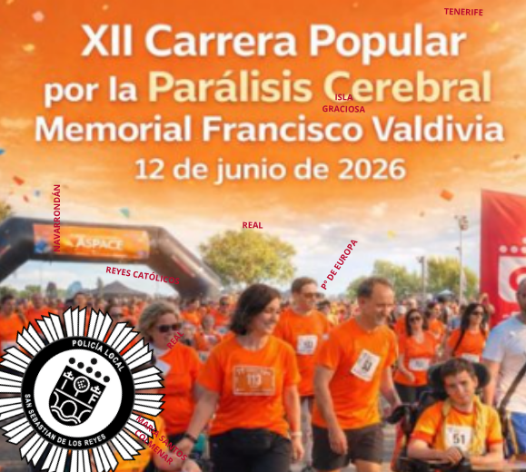 policiadesanse's tweet photo. 🏃‍♂️❤️ Mañana se celebra la XII Carrera Popular y Solidaria por la Parálisis Cerebral, organizada por #ASPACE.
Con motivo de la prueba, se realizarán diversos cortes de tráfico entre las 20 y 22h.
#policiadesanse al servicio ciudadano.
#paralisiscerebral #CorreConASPACE https://t.co/2IBNv9EvGr