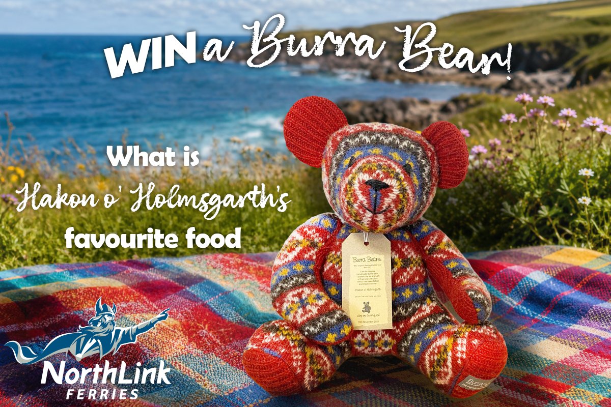 NLFerries's tweet photo. WIN a Burra Bear! Hakon o’ Holmsgarth woke up from hibernating in a cupboard at NorthLink Ferries Holmsgarth terminal!
He's very hungry and in the mood for a picnic - what is Hakon’s favourite food?
ENTER HERE: https://t.co/xB73qdUQR4
#burrabears #shetland #CraftYourAdventure https://t.co/awpPME6l83