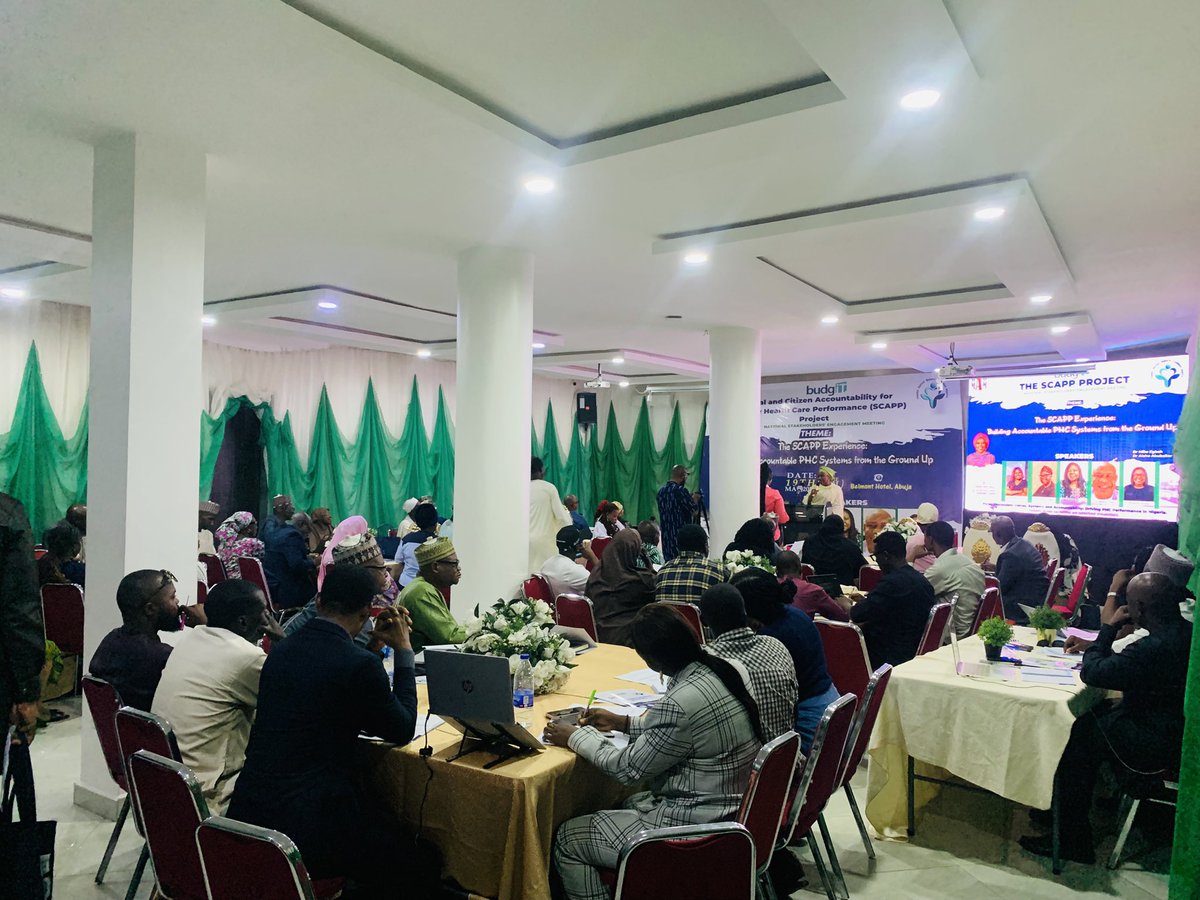 BudgITng's tweet photo. 📸 Highlights from the National Stakeholders’ Meeting on the Social and Citizen Accountability for Primary Health Care Performance (SCAPP) Project in Abuja.

Convened by BudgIT and the Health Sector Reform Coalition (HSRC), the meeting brought together government representatives, health workers, civil society organisations, development partners, traditional and religious leaders, media practitioners, and community representatives to reflect on lessons from one year of SCAPP implementation across Kaduna State.

Thread!

#Healthcare #GetInvolved