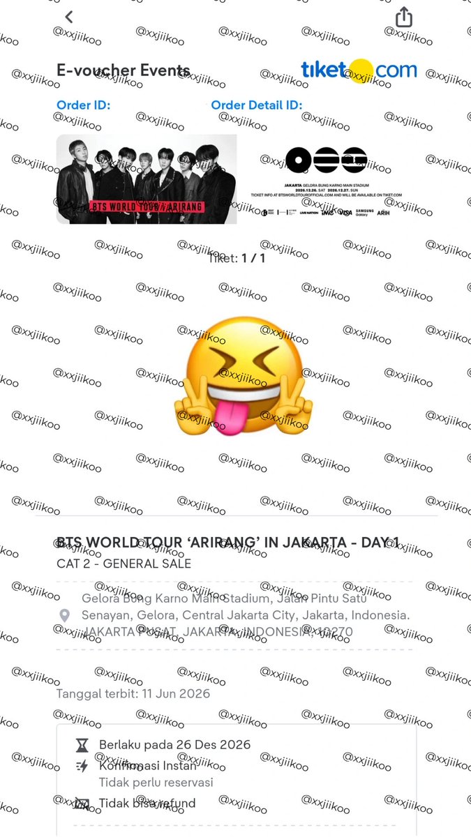xxjiikoo's tweet photo. Alhamdulillah secure Day 1 dan Day 2

Big thanks to kak @wonlution dan tim yang udah bantu war Day 1. Setelah penantian 10 tahun akhirnya bisa ketemu bangtan. See you in december guyss https://t.co/z9QSkR5gdd