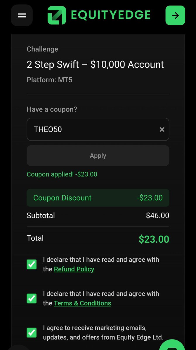 Investor_Theo's tweet photo. Equityedge is one of the most affordable prop firms out there.

All you have to do is purchase an account, follow the rules, and get paid with @EquityEdgeUK

Use the code "THEO50" to get 50% off your purchases today.
https://t.co/0ChCxWOsDt https://t.co/bP18NNFuN5