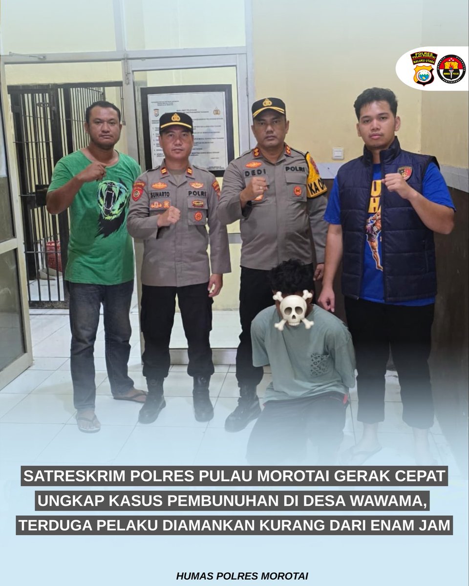 HumasPulau's tweet photo. SATRESKRIM POLRES PULAU MOROTAI GERAK CEPAT UNGKAP KASUS PEMBUNUHAN DI DESA WAWAMA, TERDUGA PELAKU DI AMANKAN KURANG DARI ENAM JAM https://t.co/jdXIT2Q8Zo
