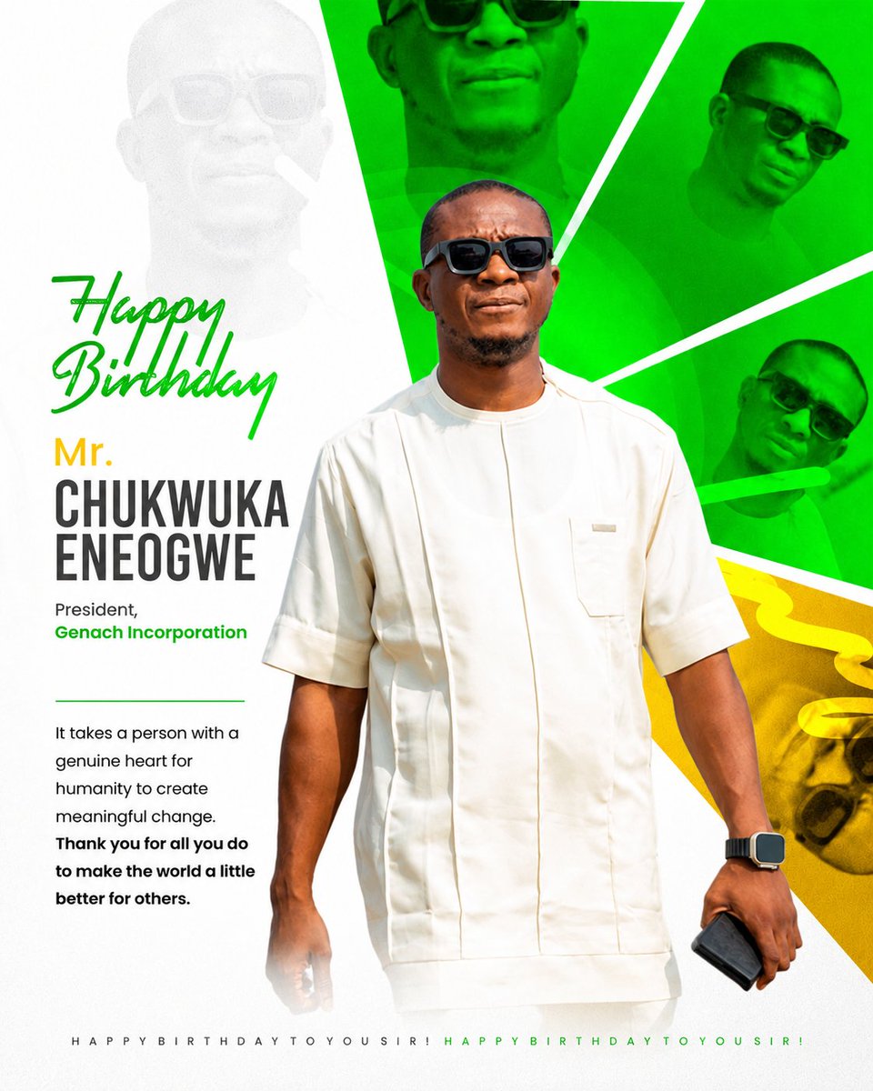 GenachInc24's tweet photo. Today, we celebrate the man behind so much of what GENACH stands for.

Happy Birthday, Mr. Chukwuka Eneogwe - President, GENACH Incorporation.

Thank you for your vision, and your commitment to building something that truly matters.
Wishing you more years of impact, sir. 🥂 https://t.co/Af2FK3mcom
