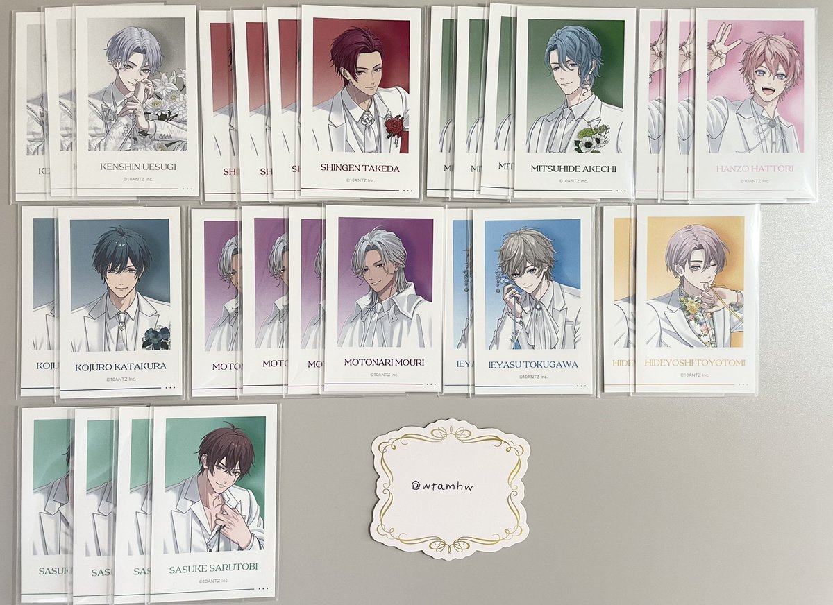 wtamhw's tweet photo. 【交換/譲渡】戦国A LIVE 戦アラ　3周年記念グッズ　オンラインくじ

【譲】謙信 信玄 光秀 信長 半蔵 三成 小十郎 元就 家康 秀吉 佐助 才蔵

【求】利家　定価＋送料(特典は交換のみ)

郵送希望
3周年↔︎くじ/くじ↔︎3周年◎
一部お声掛け中のため返信にお時間いただく場合がございます https://t.co/1SW1U8t2Ns