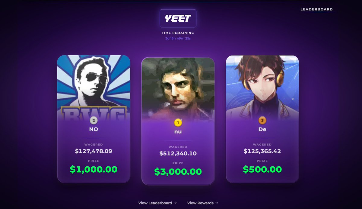 d3rewards's tweet photo. 3 days remain until our first $5,500 Bi-Weekly Leaderboard concludes! 💰

Claim your free $10 on my Discord! 🎟️ https://t.co/6vtaDXmcRC