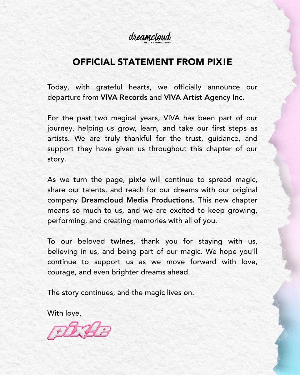 pixieofficialph's tweet photo. A new chapter begins! ✨

Thank you to VIVA and to everyone that believed in us. We will forever be grateful for the help and guidance.

The magic lives on. 💫

#pixieofficialph #pixieph https://t.co/kNJ9u6cSg9