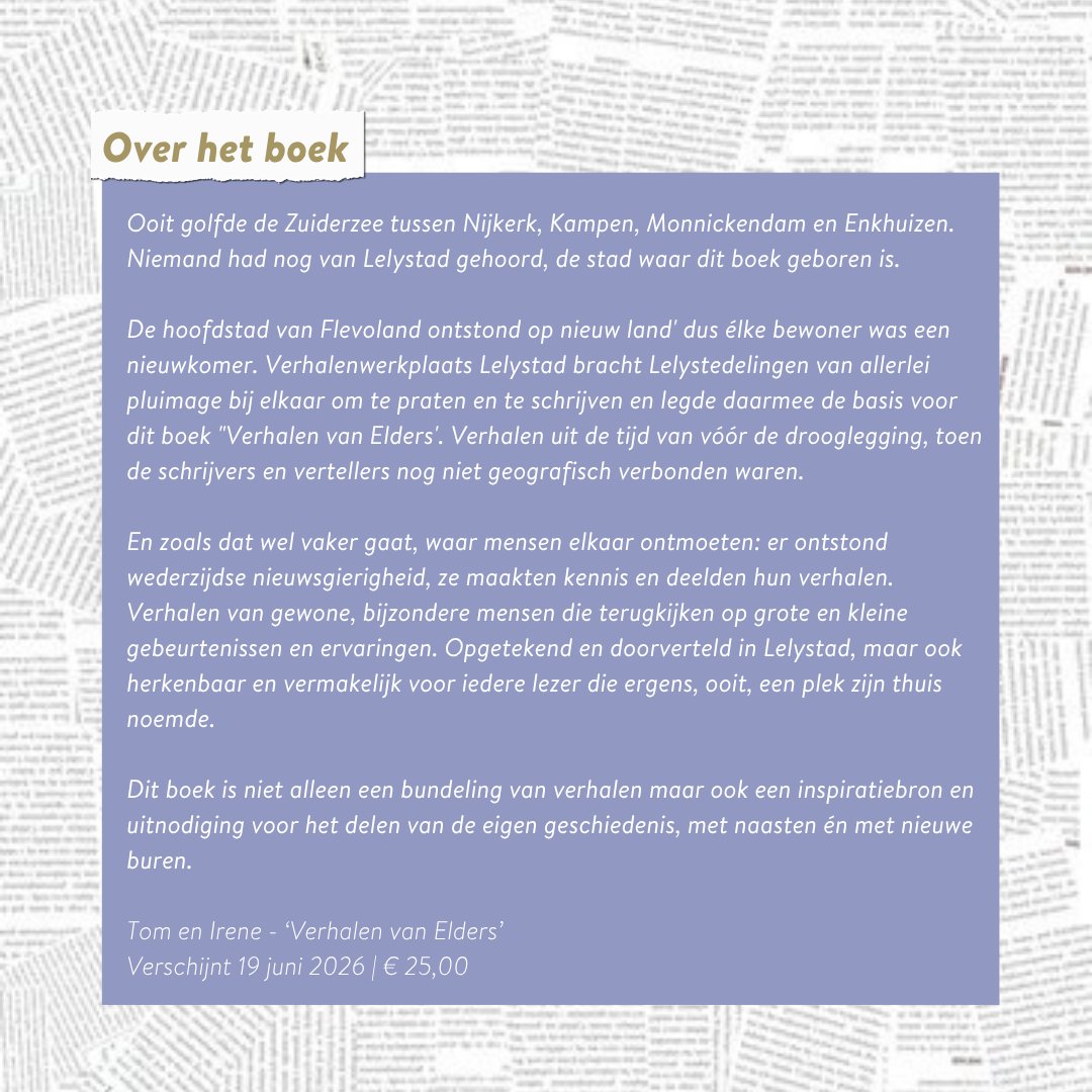 Palmslag's tweet photo. VERWACHT: Verhalen van Elders

Verhalen van Elders bundelt persoonlijke herinneringen en levensverhalen van inwoners van Lelystad, een stad die volledig door nieuwkomers werd opgebouwd. 

Pre-order nu via https://t.co/vHb5dcEs0J https://t.co/Sn98DzuhT5