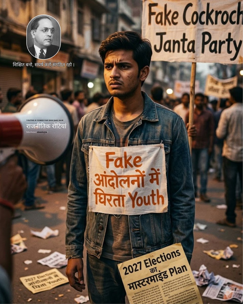ekaantvoice's tweet photo. युवाओं को मुद्दों से भटकाया जाता है और उनके जुनून जोश का ईस्तेमाल राजनीति के लिए किया जाता है इसलिए बाबा साहब ने कहा था... शिक्षित बनो, संघर्ष करो और संगठित रहो

#cockroachjanataparty
#fakeprotest
#abhijeetdipke #ekaantvoice https://t.co/fdn6HkK3un