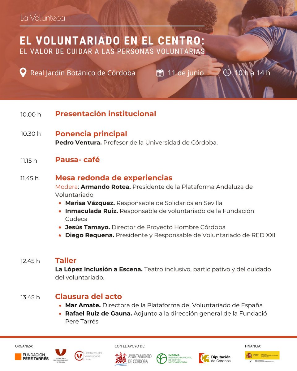 VoluntariadoPAV's tweet photo. Hoy la PAV participa en la jornada de #LaVolunteca en #Córdoba
"El voluntariado en el centro: el valor de cuidar a las personas voluntarias"

Nuestro presidente Armando Rotea modera la mesa redonda de experiencias 
Lo podéis seguir en https://t.co/87V0TTXEdu https://t.co/CI5thJGDXr