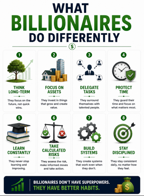 Flip_Tab's tweet photo. Billionaires don't see the world differently because they're rich.

They're rich because they see the world differently. 💰

Follow @Flip_Tab https://t.co/oD08FFZgLT