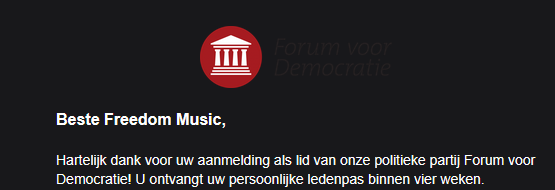 Freedom_MusicNL's tweet photo. Documentaire van @PowNed over FvD was blijkbaar zo goed, dat we besloten lid te worden. Hartelijk dank voor de reclame. https://t.co/8ah5a8TJi5