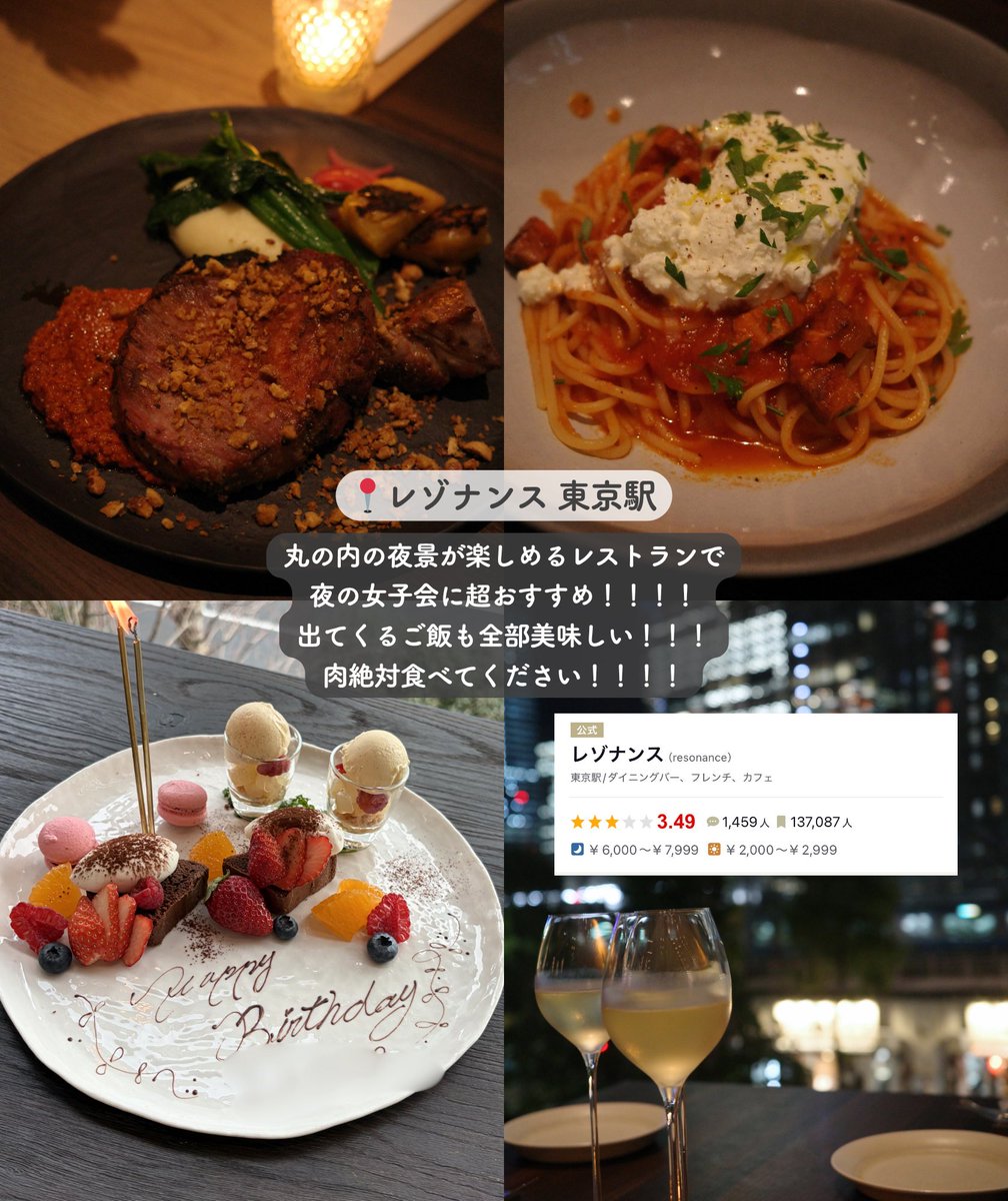 Yumekaho5680's tweet photo. おしゃれ女子会の店選びは東京生まれ東京育ちの私に任せてください！！！！幾度となく女子会してきたよ！これは丸の内編！ https://t.co/oLrGg8N5N2