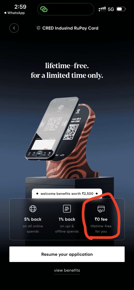 rajesh_zero's tweet photo. @CRED_club 
I had received offer for lifetime free CRED IndusInd credit card. But team at @MyIndusIndBank is saying that the card i received is not free. Please clarify.
Also @CRED_club share your support email address https://t.co/P1Vq1UJ7SA