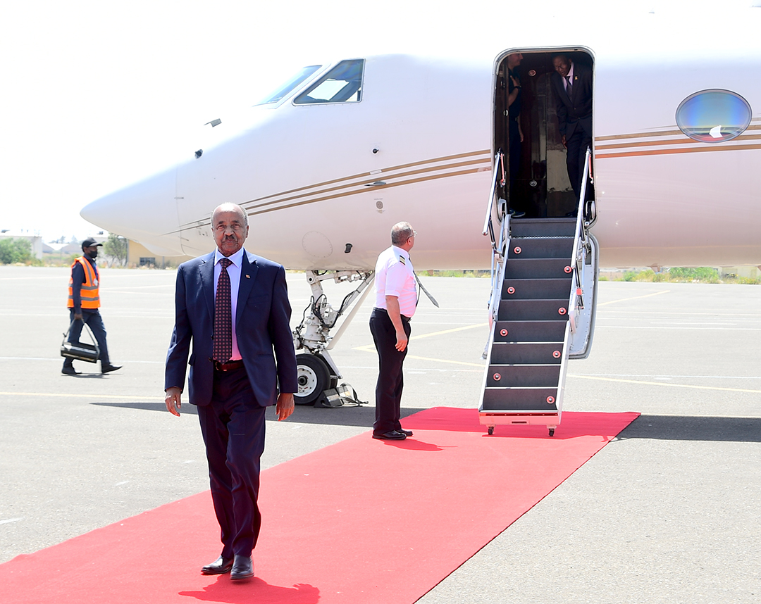 hawelti's tweet photo. President Isaias Afwerki and his delegation returned home in late morning hours today after a fruitful official visit to Egypt.  Eritrea and Egypt have agreed to enhance their economic cooperation on several sectors as well as coordinate, through periodic consultations, their respective positions on vital regional and international issues of mutual interest.