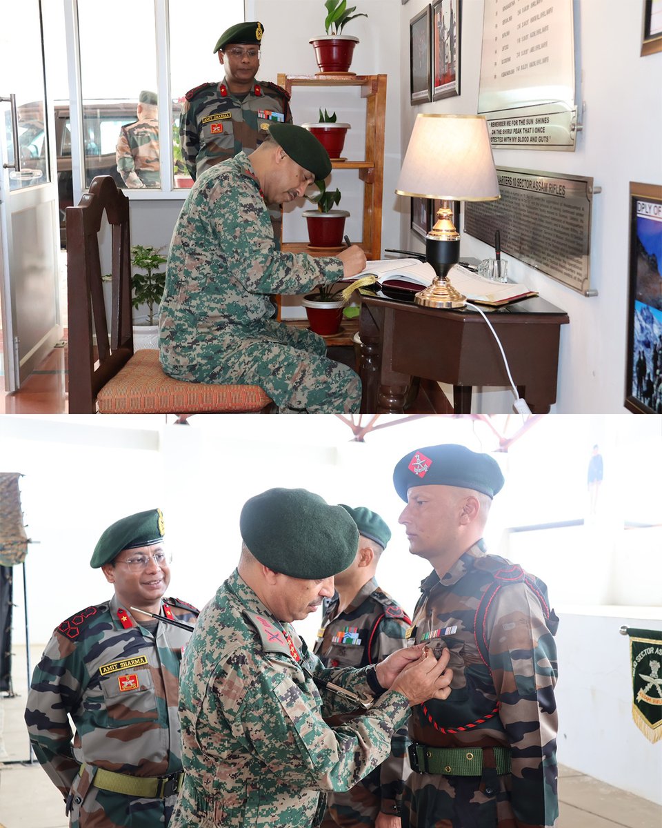 official_dgar's tweet photo. DG ASSAM RIFLES REVIEWS OPERATIONAL PREPAREDNESS AT SOMSAI GARRISON, MANIPUR
Lt Gen Vikas Lakhera, AVSM, SM, DG #AssamRifles, visited Somsai Garrison in Ukhrul, Manipur on 11 June 2026 to review the operational preparedness of troops deployed in the area. During the visit, the DG emphasized the importance of sustained vigilance, a robust security grid and continued operational excellence. He interacted with all ranks, commending their unwavering professionalism, dedication and high morale while operating under challenging conditions. In recognition of exemplary service and outstanding performance, DGAR Commendation Cards were awarded to eight deserving soldiers for their dedication and commitment to duty.

#SentinelsOfTheNorthEast #OperationalPreparedness #Ukhrul #Manipur #SecurityForAll #NationFirst #MilitaryLeadership #IndianArmy #ServiceBeforeSelf #OperationalExcellence #CommittedToServe #NortheastIndia

@HMOIndia @adgpi @easterncomd @Spearcorps @SpokespersonMoD @DefenceMinIndia @PIB_India @PIBHomeAffairs