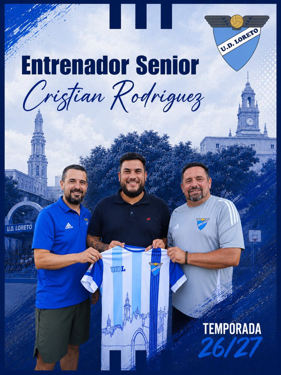 UDLoreto's tweet photo. ⚽💙 ¡Bienvenido a casa, Cristian Rodríguez! 💙⚽

Desde la UD Loreto tenemos el placer de anunciar la incorporación de Cristian Rodríguez como nuevo entrenador de nuestro Senior Masculino para la próxima temporada.

💪⚽ Comienza una nueva etapa.
🔵⚪ ¡Mucha suerte, míster! https://t.co/GMB9Oe1f8K
