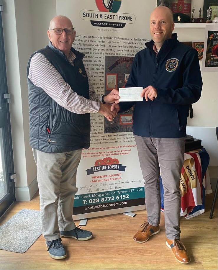 niveteranscomm's tweet photo. This morning our Head of Office, Alan Murphy, met with Archie Roulston from South and East Tyrone Welfare Support, who kindly donated to the Somme 110 Walk.

Since 2007, they have supported veterans &amp; their families across South and East Tyrone.

We are grateful for their support https://t.co/bMWFzQOrcP