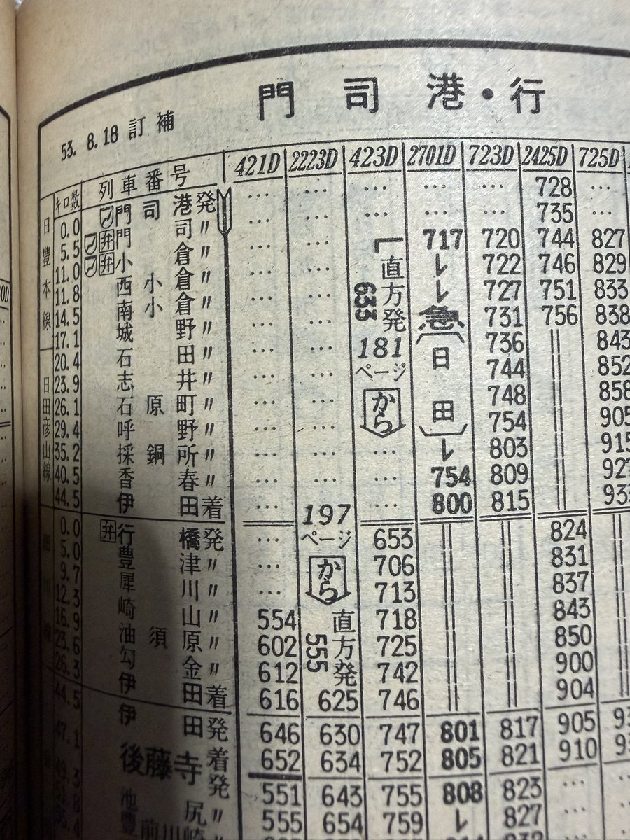 なお、もっと古い時刻表見ても小倉発の日田彦山線下り始発で7時代は 