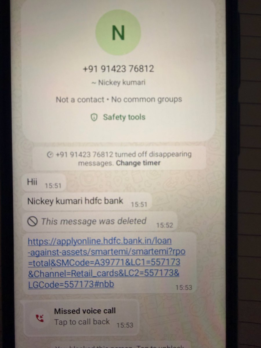 MeBhavya's tweet photo. .@HDFC_Bank this number has called me and ask me to use the link to do something regarding my credit card payments. Pls see how to nab these frauds. 

@HDFCBank_Cares @HDFCBankNews https://t.co/C2mUzhpc7b
