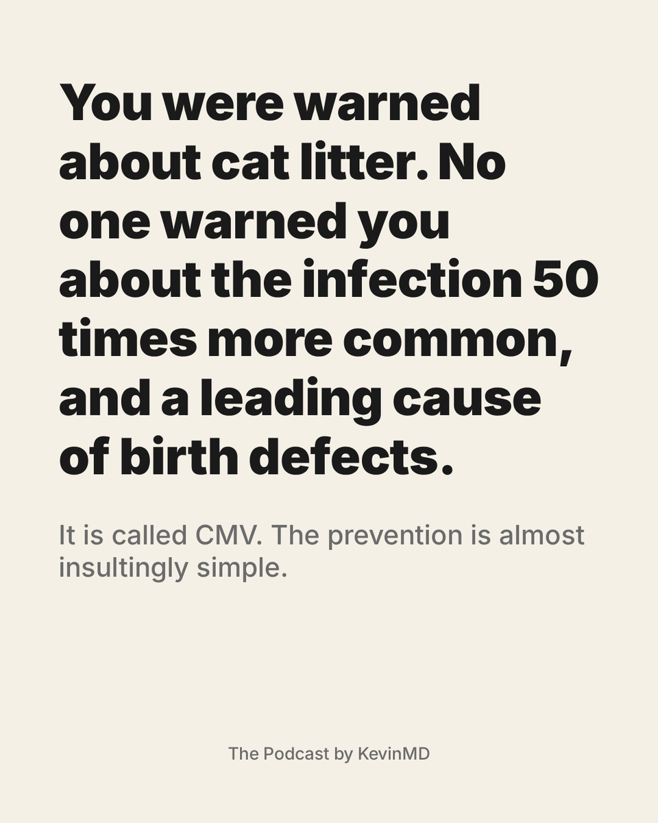 kevinmd's tweet photo. A mother asked her OB how she had never heard of the most common congenital infection in America. He told her women would not want to worry about one more thing.
 
That instinct has a name in medicine. Benevolent deception. The decision that a competent adult is better off not knowing something, made for her, without her.
 
The infection is CMV, cytomegalovirus. It is a leading cause of birth defects in the United States. It affects one in two hundred babies. Toxoplasmosis, the cat-litter warning every pregnant woman receives, affects one in ten thousand. We warn about the rare one and stay quiet about the common one.
 
In study after study, ninety percent of women have never heard of CMV. The major obstetrics body still does not recommend routinely discussing it, reasoning that the prevention steps are impractical. Those steps: do not share a toddler's spoon or toothbrush during pregnancy, do not finish their food, kiss them on the head instead of the lips.
 
When the same women are surveyed, ninety percent say they would want to know.
 
Here is why the silence has a cost beyond the abstract. CMV in a newborn can be treated, but only inside a narrow window. The diagnosis has to be made in the first month of life, and the antiviral has to start in that same month, or it no longer counts as congenital infection. Miss the window and a treatable cause of progressive hearing loss and brain injury simply goes untreated. By the available estimates, fewer than one in ten babies born with CMV is ever diagnosed at all.
 
So the chain runs like this. Mothers are not told. Symptomatic newborns are not flagged. The treatment window closes. And it traces back to a decision that a competent adult did not need a piece of information.
 
Writer Megan Nix, whose daughter was born with congenital CMV, is not arguing for screening every pregnant woman. She agrees with not doing that. Her argument is narrower and harder to dismiss. It is unethical to withhold information from an adult who has said, clearly and repeatedly, that she wants it. The fix is not a new test. It is a conversation that already should be happening.
 
Listen to the full conversation on The Podcast by KevinMD. Link in the replies.
 
What is one thing your clinicians never told you that you wish they had?
 
#CMV #ThePodcastbyKevinMD